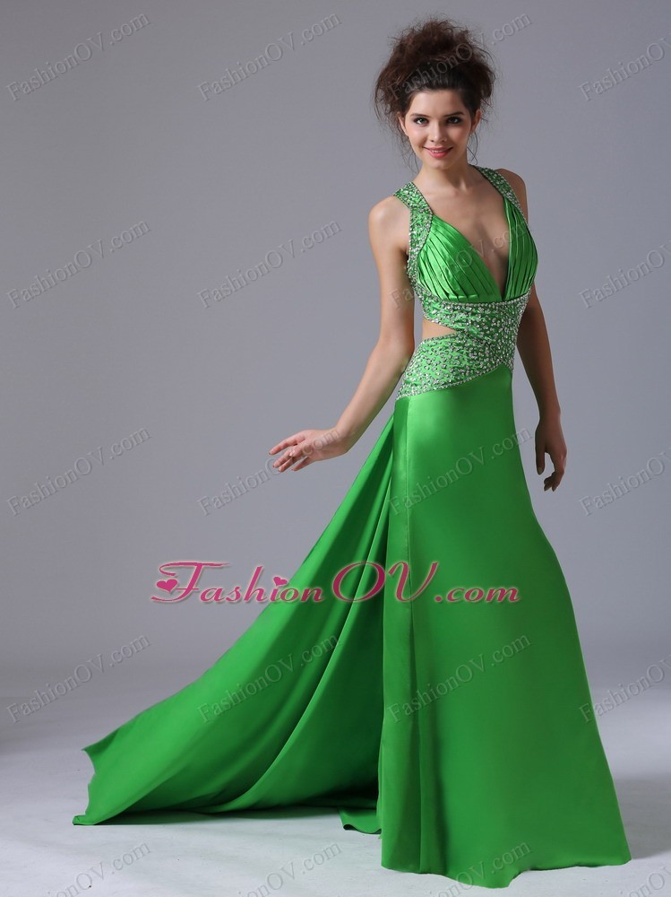green pageant gown