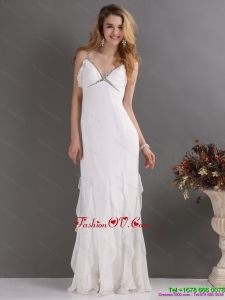 2015 Modest Empire Criss Cross Wedding Dress with Beading