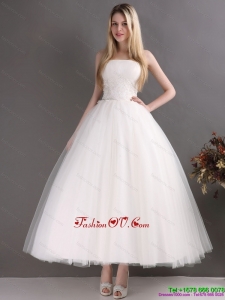 2015 Perfect Sweetheart Ankle Length Lace Beach Wedding Dress