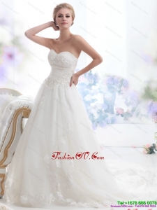 Luxurious Sweetheart Brush Train Wedding Dress with Beading