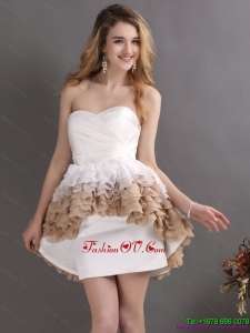 Perfect Pleated Sweetheart WhiteBridal Gowns with Ruffles