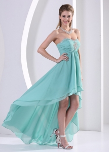 High-low Sweetheart Turquoise Prom Dress Ruch