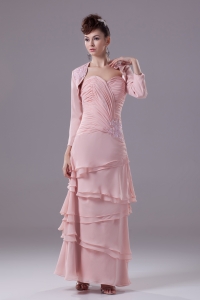 Appliques and Ruching Sweetheart Ankle-length Mother Of The Bride Dress