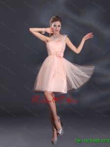 New Arrival One Shoulder A Line Tulle Dama Dresses with Hand Made Flowers