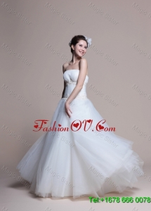 2016 Elegant A Line Strapless Wedding Dresses with Appliques