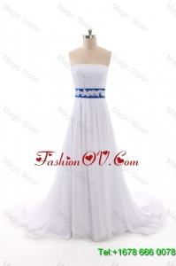 Perfect Empire Strapless Wedding Dresses with Belt and Bowknot