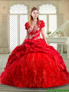 2016 Latest Brush Train Pretty Quinceanera Gowns with Beading and Pick Ups