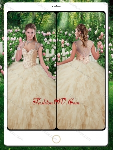 2016 Best Quinceanera Gowns with Beading and Ruffles in Champange