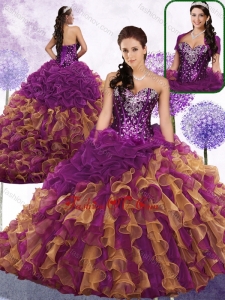 Pretty Sweetheart Beading and Ruffles Quinceanera Gowns in Multi Color