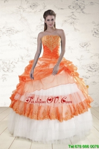 Multi Color Strapless Appliques and Beaded Quinceanera Dresses