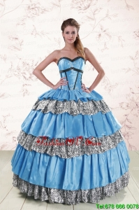 Print Sweetheart Ball Gown Beading Quinceanera Dresses for 2015