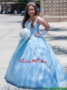 Exquisite Beaded Tulle Quinceanera Dress in Baby Blue