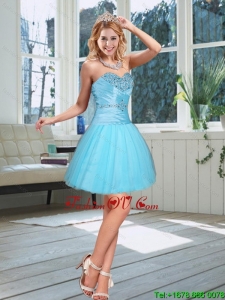2015 New Style Baby Blue Sweetheart Prom Dress with Beading