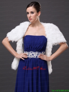Faux Fur Wedding Affordable Short Sleeves Prom And Wedding Party Jacket White