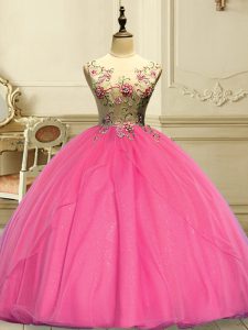 Organza Sleeveless Floor Length Quinceanera Dresses and Appliques