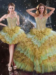 Sweetheart Sleeveless Lace Up Quinceanera Dresses Multi-color Organza