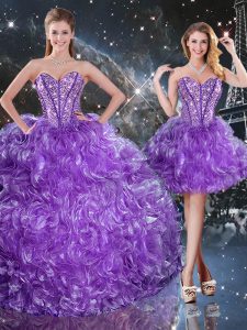 Shining Eggplant Purple Lace Up Sweetheart Beading Quinceanera Dresses Organza Sleeveless