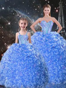 Delicate Organza Sleeveless Floor Length Quinceanera Dresses and Beading and Ruffles