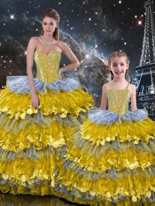 Charming Multi-color Sleeveless Organza Lace Up 15th Birthday Dress for Military Ball and Sweet 16 and Quinceanera