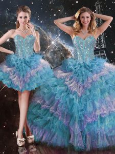 Luxury Multi-color Sleeveless Organza Lace Up Sweet 16 Dresses for Military Ball and Sweet 16 and Quinceanera