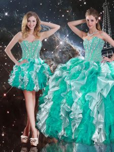 Floor Length Lace Up Sweet 16 Dresses Multi-color for Military Ball and Sweet 16 and Quinceanera with Beading and Ruffles