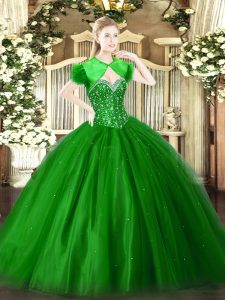 Traditional Sleeveless Beading Lace Up 15th Birthday Dress