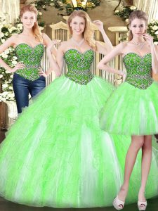 Inexpensive Sweetheart Sleeveless Lace Up Quinceanera Dress Tulle