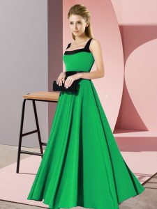 Classical Green Empire Belt Bridesmaid Gown Zipper Chiffon Sleeveless Floor Length