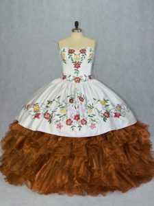 Fantastic Floor Length Ball Gowns Sleeveless Brown Ball Gown Prom Dress Lace Up