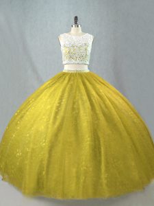 Perfect Olive Green Sleeveless Beading Floor Length Quinceanera Gowns