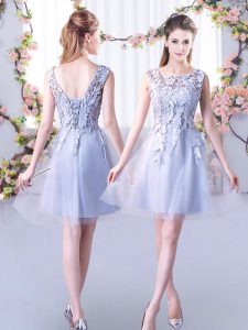 Tulle Sleeveless Mini Length Dama Dress for Quinceanera and Lace