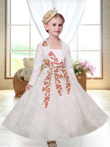 Pretty Ankle Length A-line Sleeveless White Toddler Flower Girl Dress Zipper