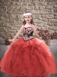 Sleeveless Embroidery and Ruffles Lace Up Pageant Dresses