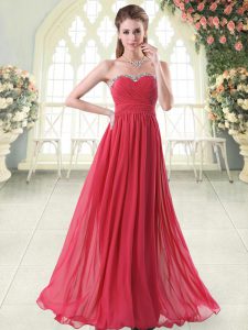 Luxurious Sweetheart Sleeveless Chiffon Prom Dress Beading Zipper