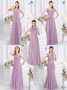 On Sale Lavender Zipper Sweetheart Beading and Ruching Dama Dress Chiffon Cap Sleeves