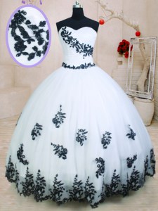 Organza Sleeveless Floor Length Sweet 16 Dress and Appliques