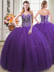 Sleeveless Lace Up Floor Length Beading Quinceanera Gown