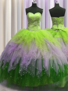 Free and Easy Visible Boning Floor Length Multi-color 15 Quinceanera Dress Sweetheart Sleeveless Lace Up