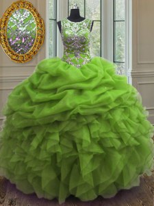 Modern Pick Ups Scoop Sleeveless Lace Up Quinceanera Gowns Organza