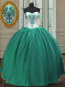Gorgeous Taffeta Sleeveless Floor Length Quince Ball Gowns and Embroidery