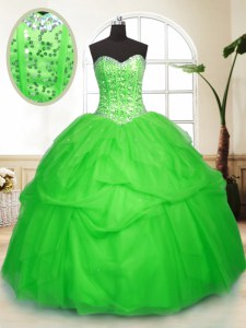 Free and Easy Sleeveless Floor Length Sequins and Pick Ups Lace Up Vestidos de Quinceanera