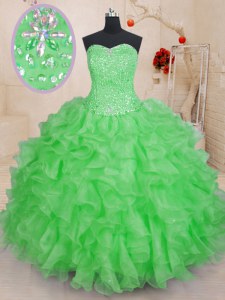 Sleeveless Organza Lace Up Sweet 16 Dresses for Military Ball and Sweet 16 and Quinceanera
