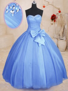 Smart Sleeveless Beading and Bowknot Lace Up Sweet 16 Quinceanera Dress