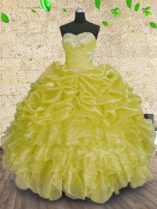 Sophisticated Green Sleeveless Organza Lace Up Ball Gown Prom Dress for Military Ball and Sweet 16 and Quinceanera