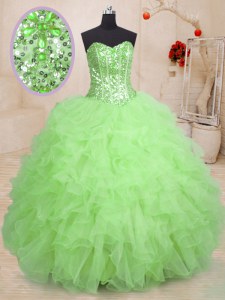 15th Birthday Dress Military Ball and Sweet 16 and Quinceanera and For with Beading and Ruffles Sweetheart Sleeveless Lace Up