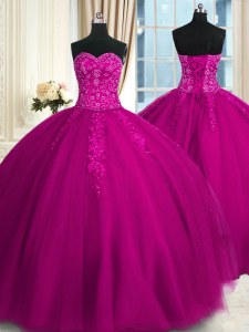 Best Sleeveless Lace Up Floor Length Appliques and Embroidery Sweet 16 Dresses
