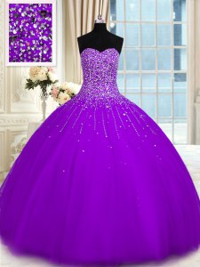 Discount Sleeveless Beading Lace Up Quince Ball Gowns