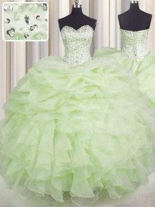 Nice Sleeveless Beading and Ruffles Lace Up Sweet 16 Quinceanera Dress
