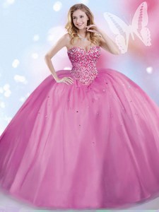 Lilac Sleeveless Tulle Lace Up Sweet 16 Dress for Military Ball and Sweet 16 and Quinceanera