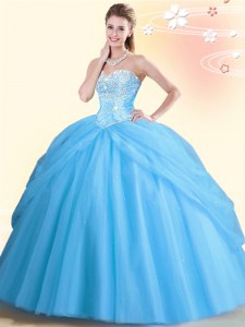 Floor Length Aqua Blue 15 Quinceanera Dress Sweetheart Sleeveless Lace Up